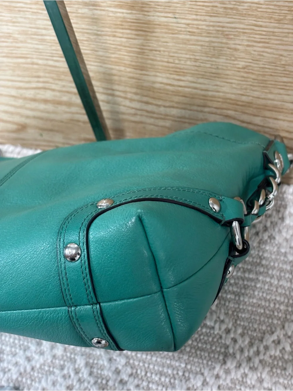 Coach Vintage MEDIUM Carly Green Leather Shoulder Bag